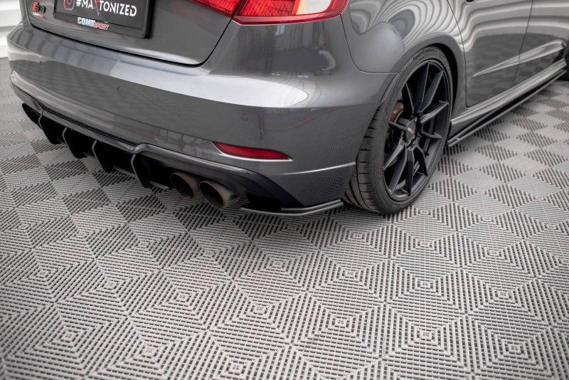 Maxton Street Pro Heck Ansatz Flaps Diffusor für Audi S3 Sportback 8V Facelift AUS33FSBCNC-RSD1BRB