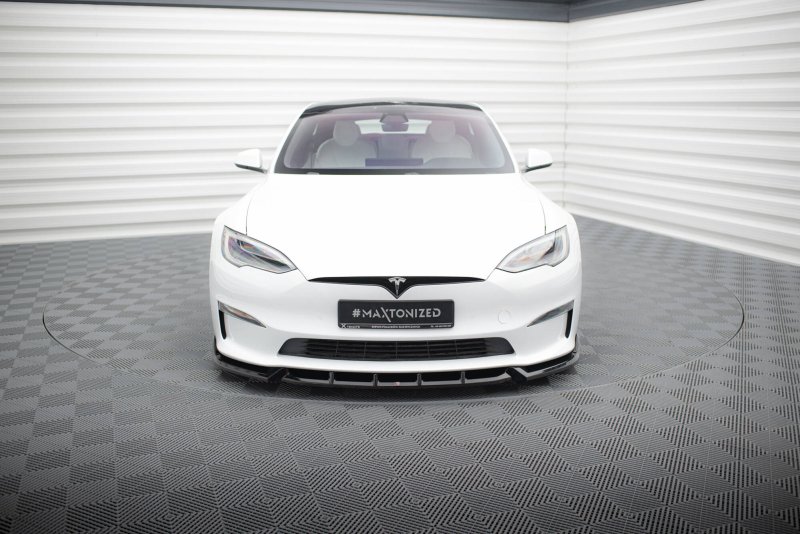 Maxton Front Ansatz V.1 Tesla Model S Plaid Mk1 Facelift schwarz Hochglanz TE-MODELS-1F2-PL-FD1-G