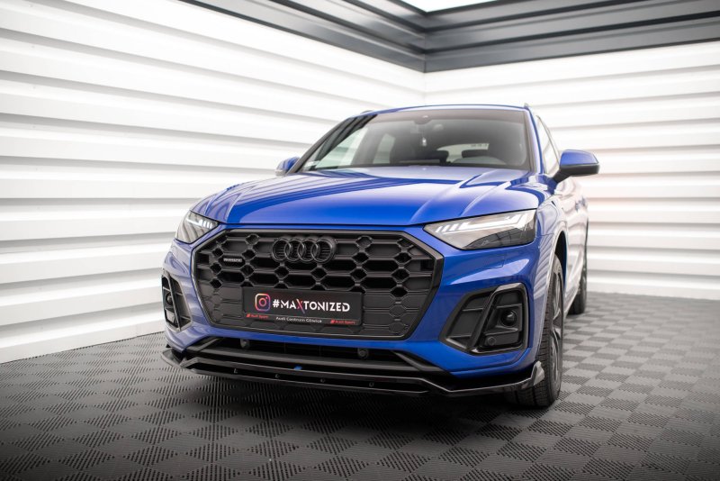 Maxton Front Ansatz V.1 für Audi SQ5 / Q5 S-Line SUV / Sportback Mk2 Facelift schwarz Hochglanz AU-SQ5-2F-SB-FD1G+FD1R-G