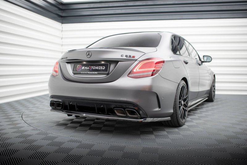 Maxton Mittlerer Cup Diffusor Heck Ansatz Mercedes-AMG C63 Limousine / Kombi W205 Facelift schwarz Hochglanz ME-C-205F-63-RD1G+RD2-G