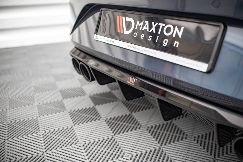 Maxton Diffusor Heck Ansatz für + Endschalldampfer Sportauspuff Attrappe Seat Leon FR Hatchback Mk4 SE-LE-4-FR-RS1G+CHROME