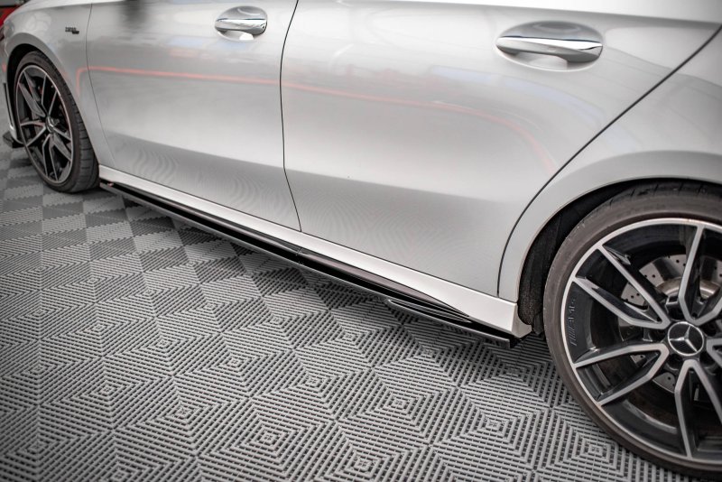 Maxton Seitenschweller Ansatz für V.2 für  Mercedes A35 AMG / AMG-Line W177  schwarz Hochglanz ME-A-177-AMGLINE-SD1-G