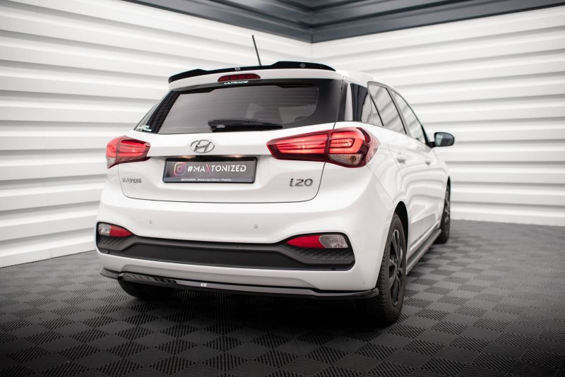 Maxton Spoiler CAP für Hyundai I20 Mk2 Facelift schwarz Hochglanz HY-I20-2F-CAP1-G