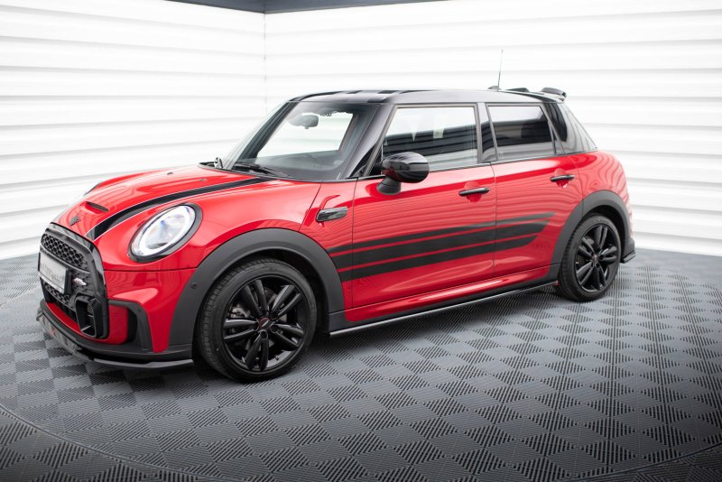 Maxton Seitenschweller Ansatz für Mini Cooper S John Cooper Works F56 Facelift schwarz Hochglanz MC-3F-56-JCW-5D-SD1-G