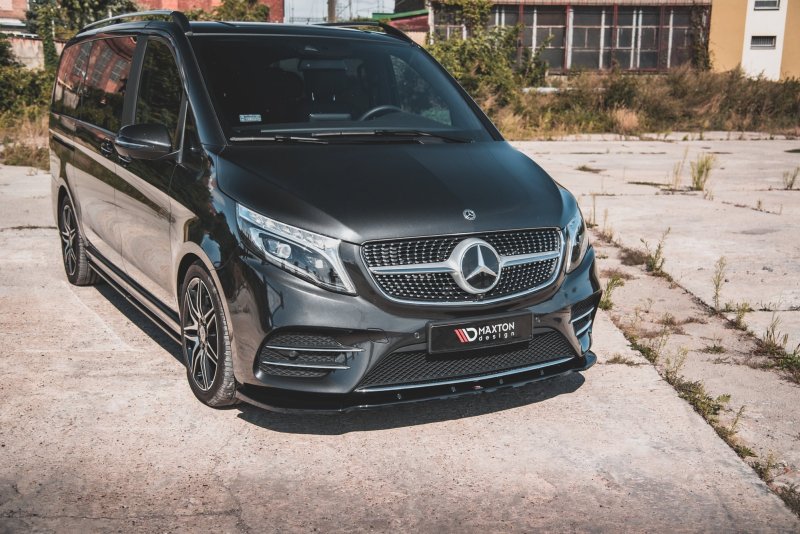 Maxton Front Ansatz V.2 für Mercedes-Benz V-Klasse AMG-Line W447 Facelift schwarz Hochglanz ME-V-447F-AMGLINE-FD2-G