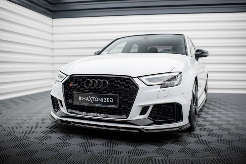 Maxton Front Ansatz V.3 Audi RS3 Limousine 8V Facelift schwarz Hochglanz AU-RS3-8VF-S-FD3-G