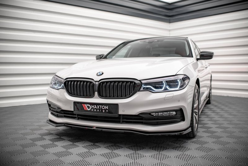 Maxton Front Ansatz V.1 für BMW 5er G30 schwarz Hochglanz BM-5-G30-FD1-G