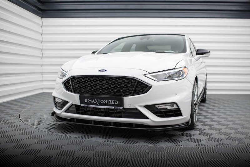 Maxton Street Pro Front Ansatz + Flaps Ford Mondeo Sport Mk5 Facelift / Fusion Sport Mk2 Facelift schwarz Hochglanz FOMO5FSPORTCNC-FD1B+FSF1-G