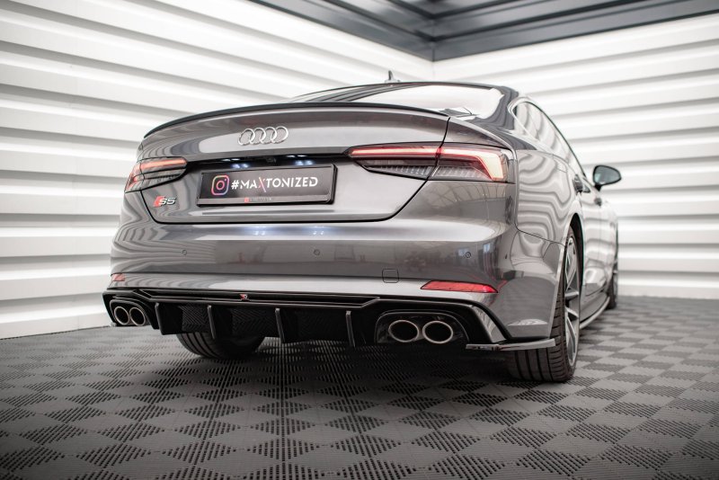 Maxton Heck Ansatz Flaps Diffusor Audi S5 Coupe / Sportback F5 schwarz Hochglanz AU-S5-2-RSD1-G