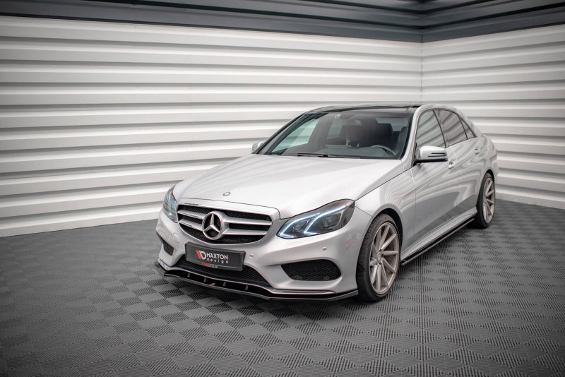 Maxton Front Ansatz V.1 für Mercedes-Benz E AMG-Line Limousine W212 Facelift schwarz Hochglanz ME-E-212F-AMGLINE-FD1-G