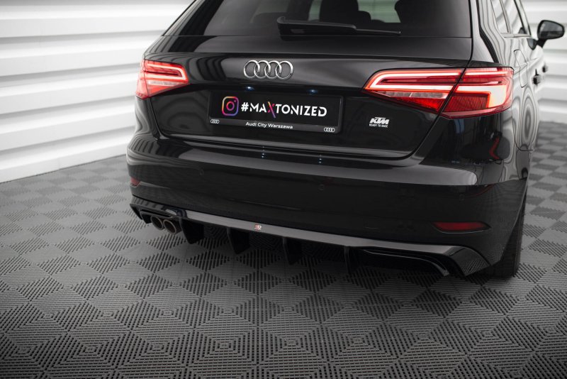 Maxton Diffusor Heck Ansatz Audi A3 Sportback 8V Facelift (Version mit doppelter Auspuffspitze) AU-A3-3F-SB-RS1GOO_