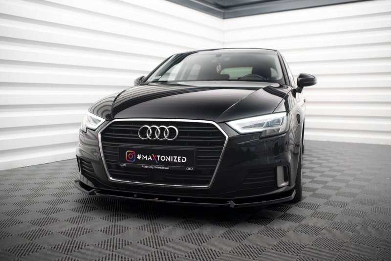 Maxton Front Ansatz V.1 Audi A3 Sportback 8V Facelift schwarz Hochglanz AU-A3-3F-SB-FD1-G