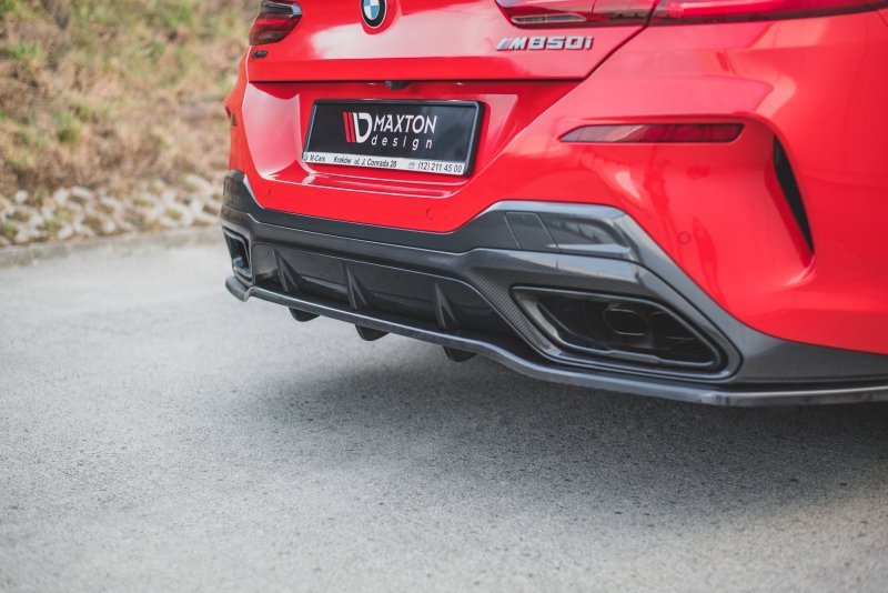Maxton Mittlerer Diffusor Heck Ansatz DTM Look für BMW 8 Coupe M-Paket G15 schwarz Hochglanz BM-M850-G15-RD1G+RD2-G