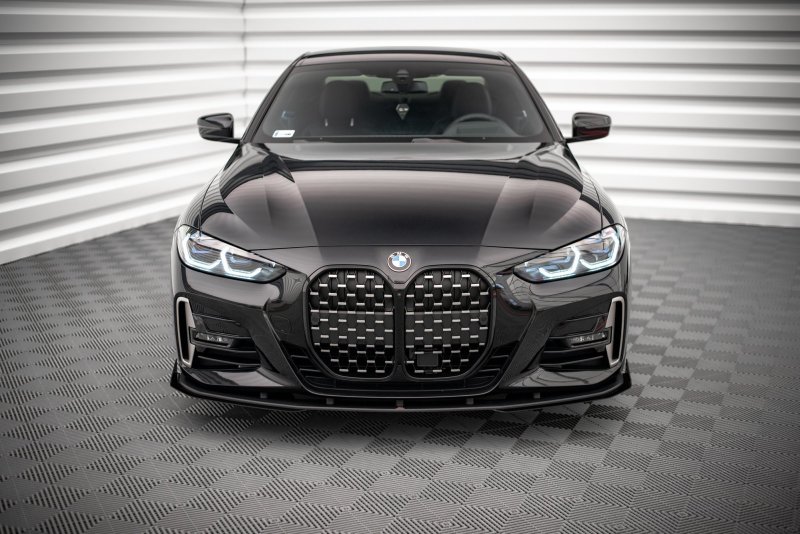 Maxton Street Pro Front Ansatz +Flaps für BMW 4er M-Paket G22 schwarz Hochglanz BM4G22MPACKCNC-FD1BRB+FSF1-G