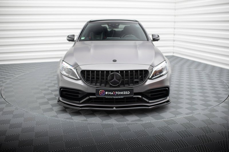 Maxton Front Ansatz V.1 Mercedes-AMG C63 Limousine / Kombi W205 Facelift schwarz Hochglanz ME-C-205F-63-FD1-G
