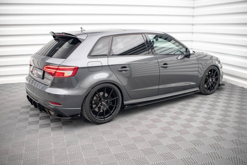 Maxton Side Flaps Audi S3 / A3 S-Line Sportback 8V Facelift schwarz Hochglanz AUS33FSBCNC-SF1-G