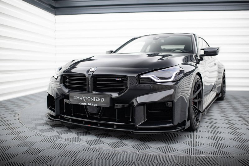 Maxton Street Pro Front Ansatz + Flaps V.1 + Flaps BMW M2 G87 schwarz Hochglanz BMM2G87CNC-FD1BRB+FSF1-G
