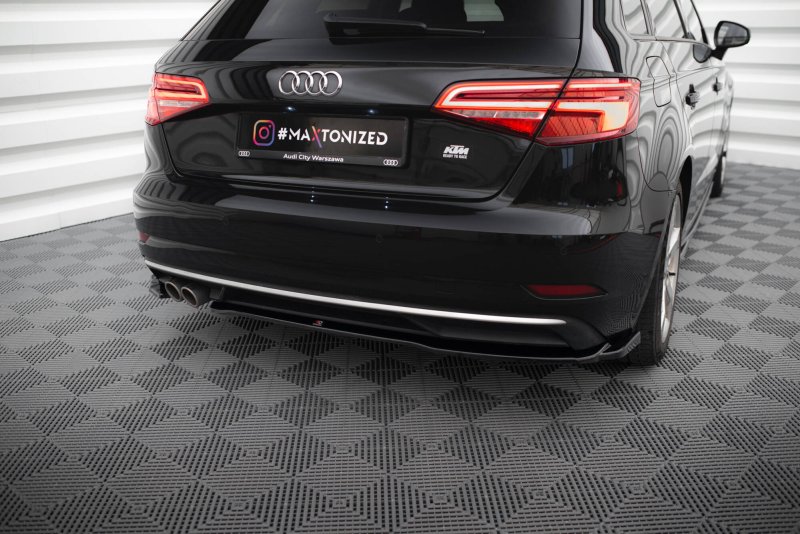 Maxton Heck Ansatz Flaps Diffusor Audi A3 Sportback 8V Facelift schwarz Hochglanz AU-A3-3F-SB-RSD1-G