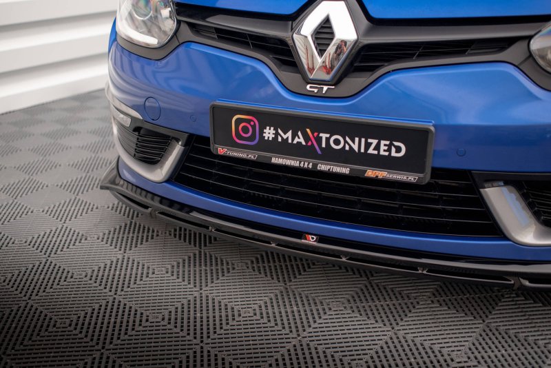 Maxton Front Ansatz für Renault Megane GT Line Grandtour Mk3 Facelift schwarz Hochglanz RE-ME-3F-GT-K-FD1G+FD1R-G