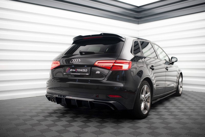 Maxton Spoiler CAP Abrisskante Audi A3 Sportback 8V Facelift schwarz Hochglanz AU-A3-3F-SB-CAP1-G