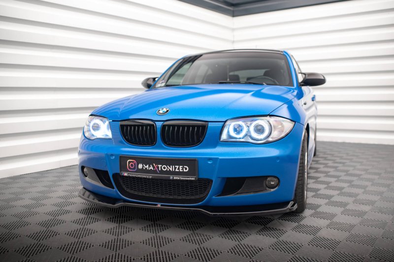 Maxton Front Ansatz V.1 BMW 1er M-Paket E87 / E81 Facelift schwarz Hochglanz BM-1-87F-MPACK-FD1-G