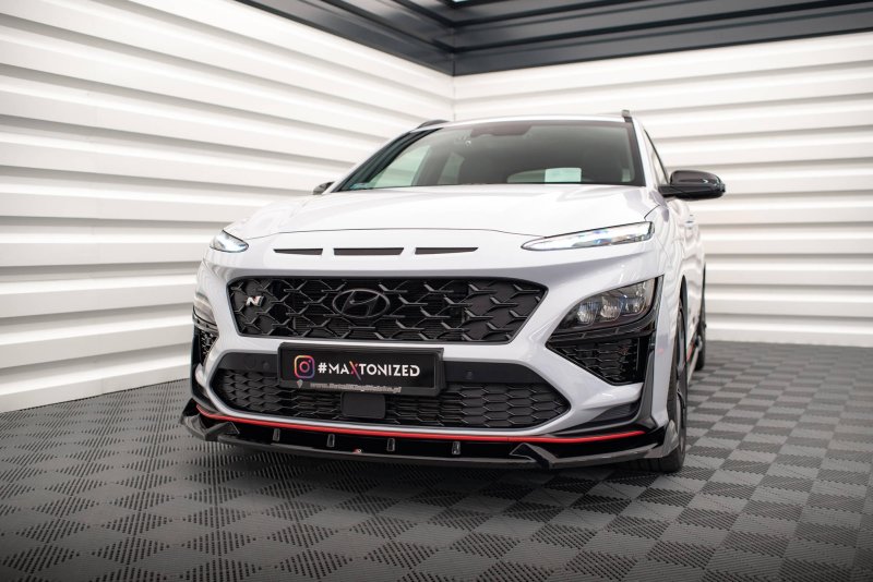 Maxton Front Ansatz V.1 für Hyundai Kona N Mk1 schwarz Hochglanz HY-KO-1-N-FD1-G