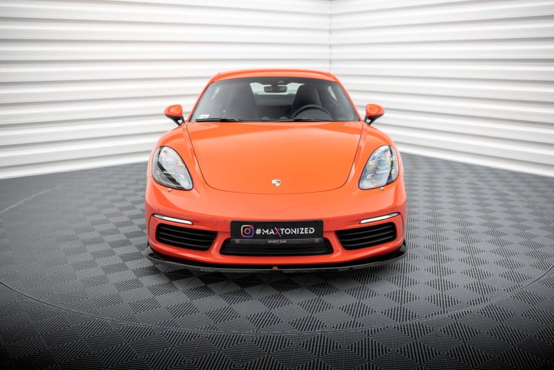 Maxton Front Ansatz V.2 für Porsche 718 Cayman 982c schwarz Hochglanz PO-CA-718-FD2-G