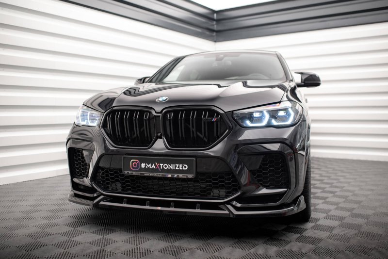 Maxton Front Ansatz V.2 für BMW X6 M F96 schwarz Hochglanz BM-X6-F96-M-FD2-G