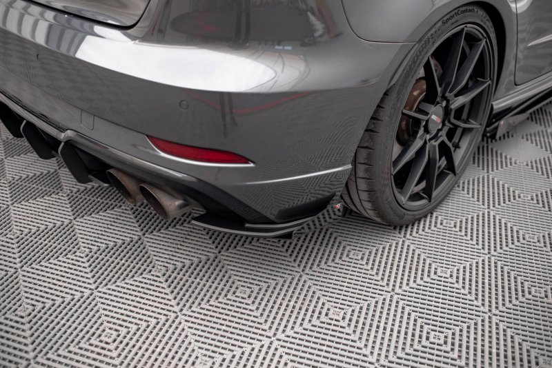 Maxton Street Pro Heck Ansatz Flaps Diffusor +Flaps für Audi S3 Sportback 8V Facelift schwarz Hochglanz AUS33FSBCNC-RSD1BRB+RSF1-G