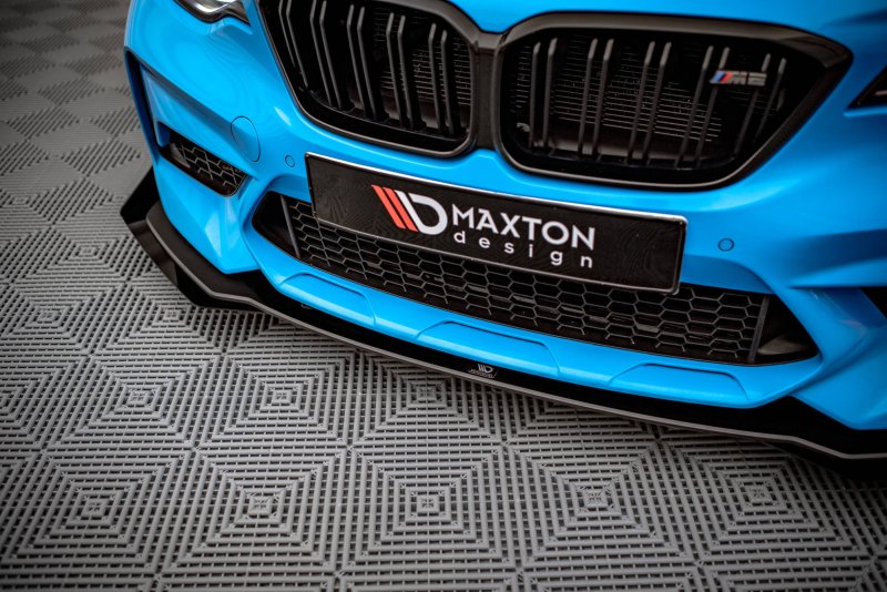 Maxton Street Pro Front Ansatz +Flaps für V.1 + Flaps BMW M2 F87 schwarz Hochglanz BM287MCOMPCNC-FD1BRB+FSF1-G