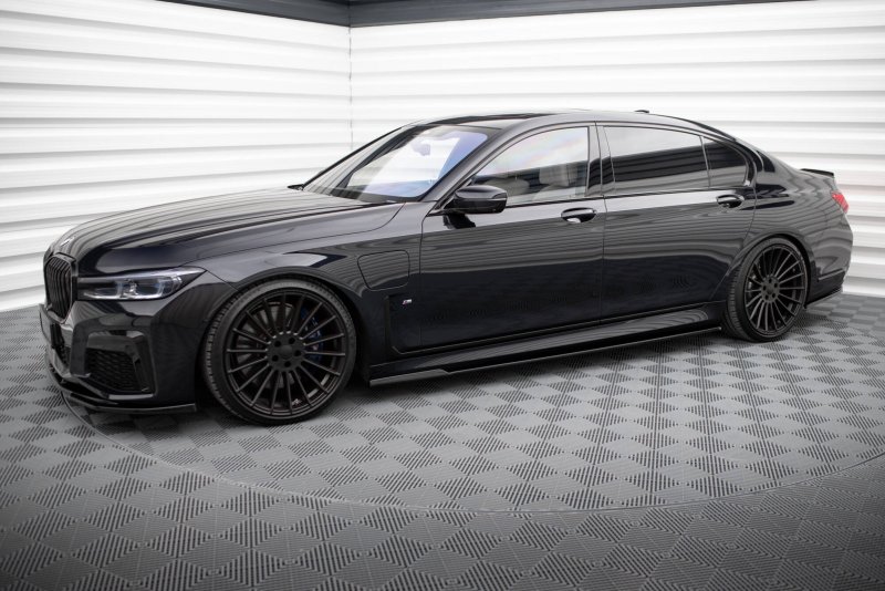 Maxton Seitenschweller Ansatz V.2 BMW 7 Lang M-Paket G12 schwarz Hochglanz BM-7-12-MPACK-SD2-G