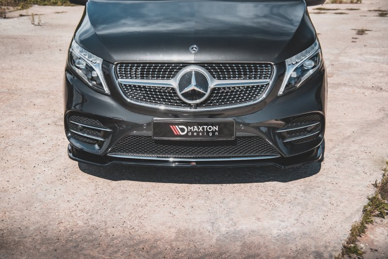 Maxton Front Ansatz V.4 für Mercedes-Benz V-Klasse AMG-Line W447 Facelift schwarz Hochglanz ME-V-447F-AMGLINE-FD4-G