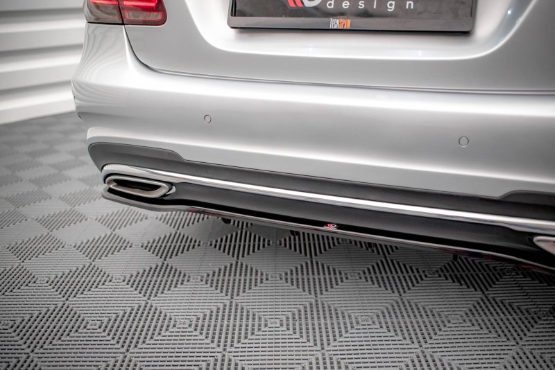 Maxton Mittlerer Diffusor Heck Ansatz DTM Look für Mercedes-Benz E AMG-Line Limousine W212 Facelift schwarz Hochglanz ME-E-212F-AMGLINE-RD1G+RD2-G