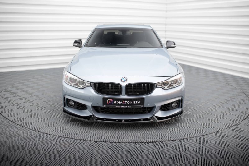 Maxton Front Ansatz V.4 BMW 4er Coupe / Gran Coupe / Cabrio M-Paket F32 / F36 / F33 schwarz Hochglanz BM-4-F32-MPACK-FD4-G