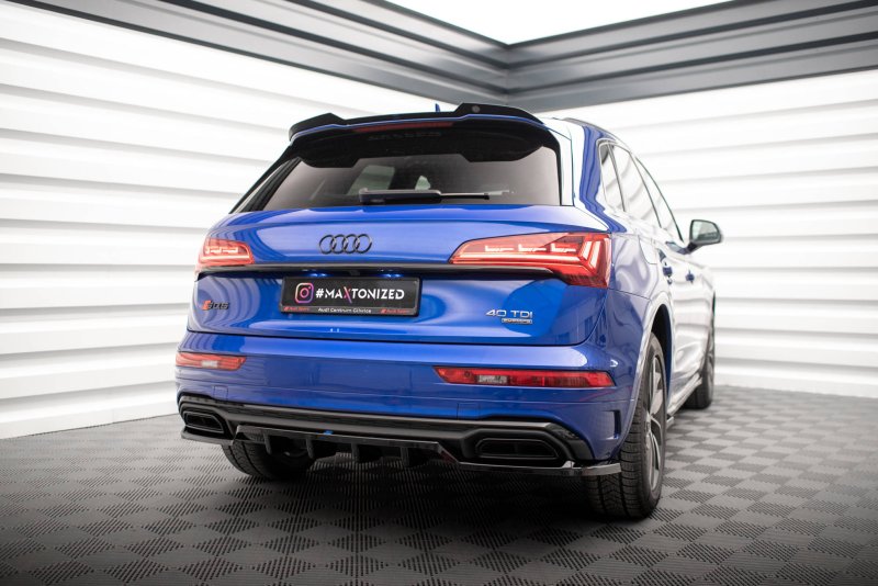 Maxton Mittlerer Diffusor Heck Ansatz DTM Look für Audi Q5 S-Line SUV Mk2 Facelift schwarz Hochglanz AU-Q5-2F-SLINE-RD1G+RD2-G