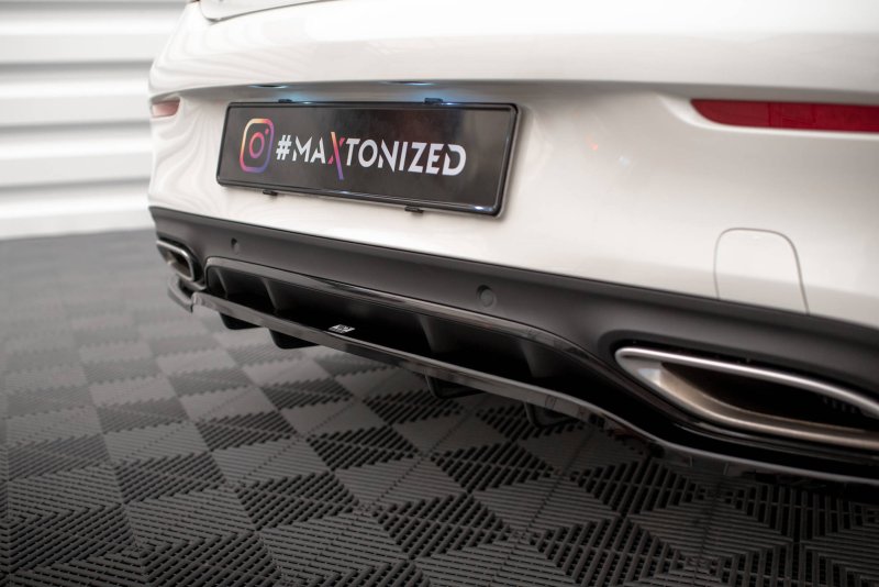 Maxton Mittlerer Diffusor Heck Ansatz DTM Look für Mercedes-Benz C Coupe AMG-Line C205 Facelift schwarz Hochglanz ME-C-205F-AMGLINE-C-RD1G+RD2-G