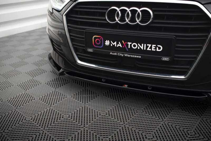 Maxton Front Ansatz V.1 Audi A3 Sportback 8V Facelift schwarz Hochglanz AU-A3-3F-SB-FD1-G