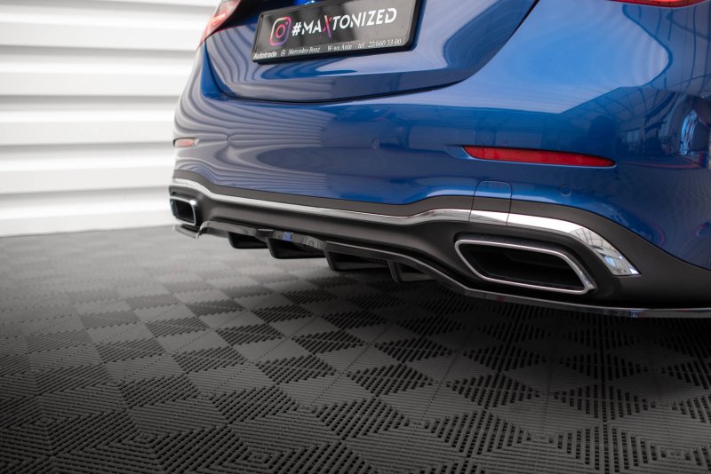Maxton Mittlerer Diffusor Heck Ansatz DTM Look für Mercedes-Benz C AMG-Line W206 schwarz Hochglanz ME-C-206-AMGLINE-K-RD1G+RD2-G