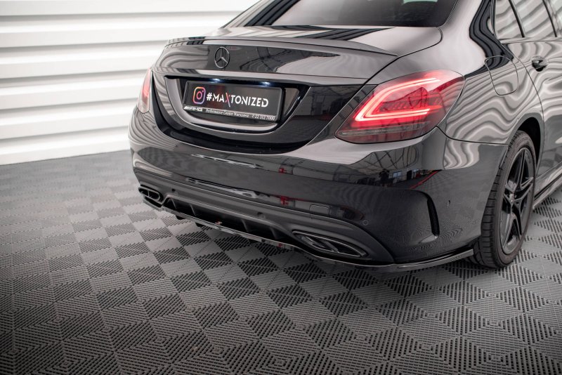 Maxton Mittlerer Diffusor Heck Ansatz DTM Look für Mercedes-Benz C AMG-Line W205 Facelift schwarz Hochglanz ME-C-205F-AMGLINE-RD1G+RD2-G