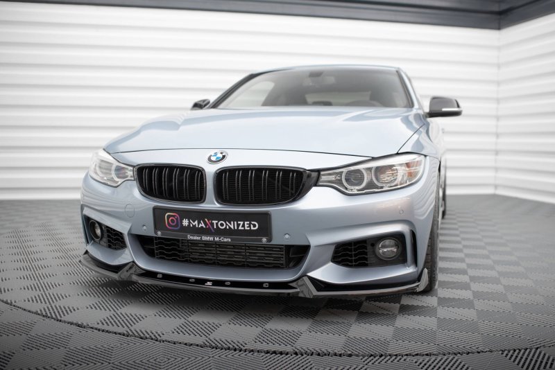 Maxton Front Ansatz V.4 BMW 4er Coupe / Gran Coupe / Cabrio M-Paket F32 / F36 / F33 schwarz Hochglanz BM-4-F32-MPACK-FD4-G