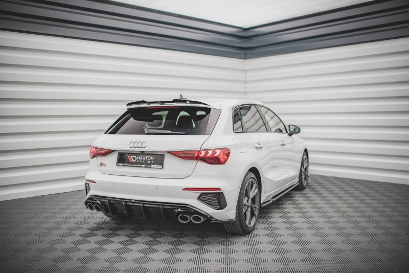 Maxton Heck Ansatz Flaps Diffusor V.2 für Audi S3 Sportback 8Y schwarz Hochglanz AU-A3-8Y-SLINE-RSD2-G