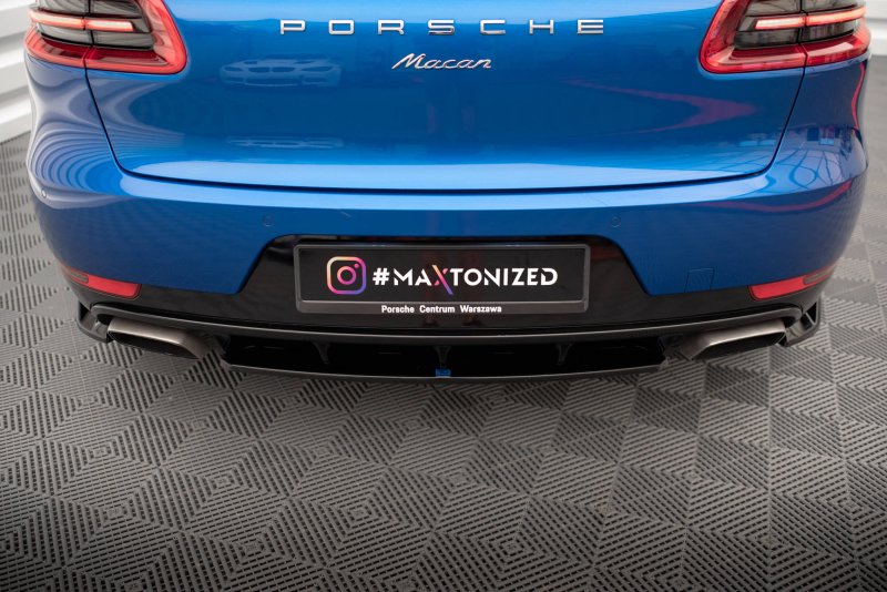 Maxton Mittlerer Diffusor Heck Ansatz für Porsche Macan Mk1 schwarz Hochglanz PO-MA-1-RD1-G