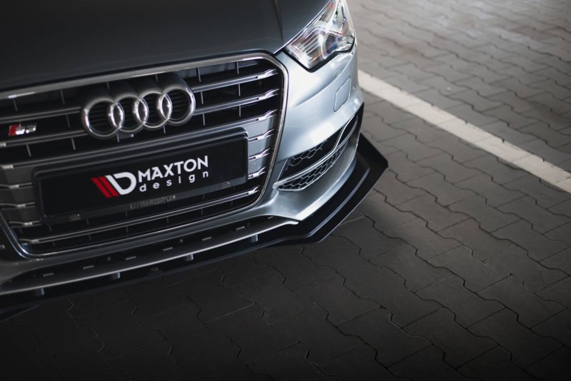 Maxton Front Flaps Audi S3 / A3 S-Line Limousine 8V schwarz Hochglanz AUS33SCNC-FSF1-G