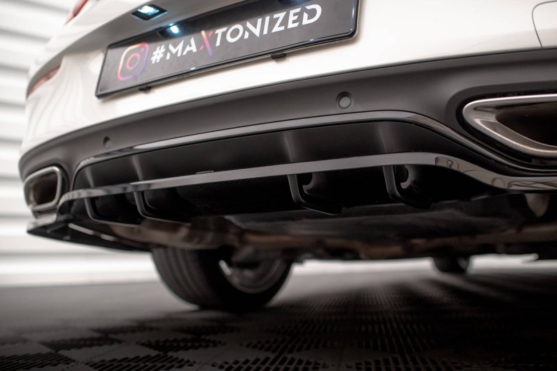 Maxton Mittlerer Diffusor Heck Ansatz DTM Look für Mercedes-Benz C Coupe AMG-Line C205 Facelift schwarz Hochglanz ME-C-205F-AMGLINE-C-RD1G+RD2-G