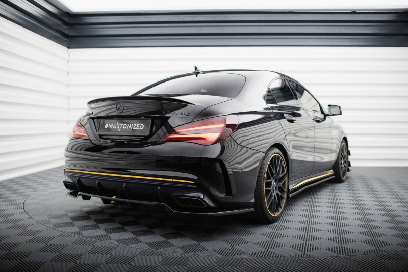 Maxton Mittlerer Cup Diffusor Heck Ansatz Mercedes-AMG CLA 45 C117 Facelift schwarz Hochglanz ME-CLA-117-45-AMG-AERO-RD1G+RD2-G