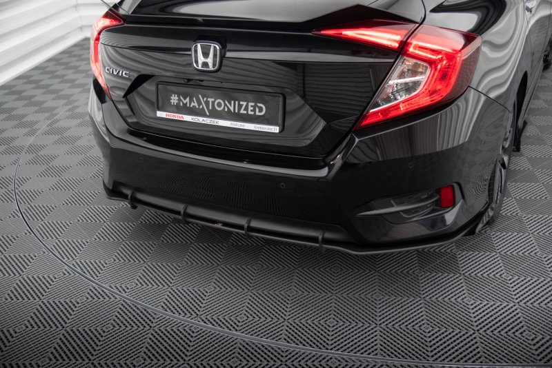 Maxton Street Pro Heck Ansatz Flaps Diffusor + Flaps Honda Civic Mk10 schwarz Hochglanz HOCI10CNC-RS1B+RSF1-G