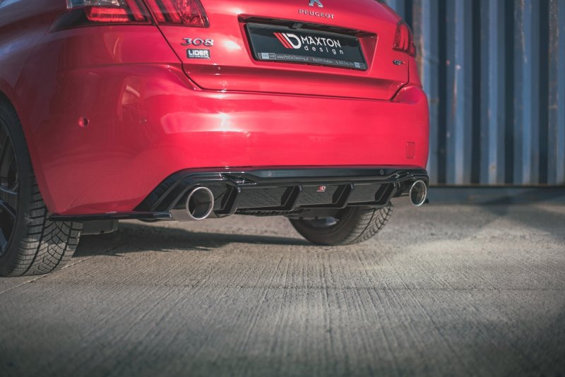 Maxton Heck Ansatz Flaps Diffusor für Peugeot 308 GT Mk2 Facelift schwarz Hochglanz PE-308-2F-GT-RSD1-G