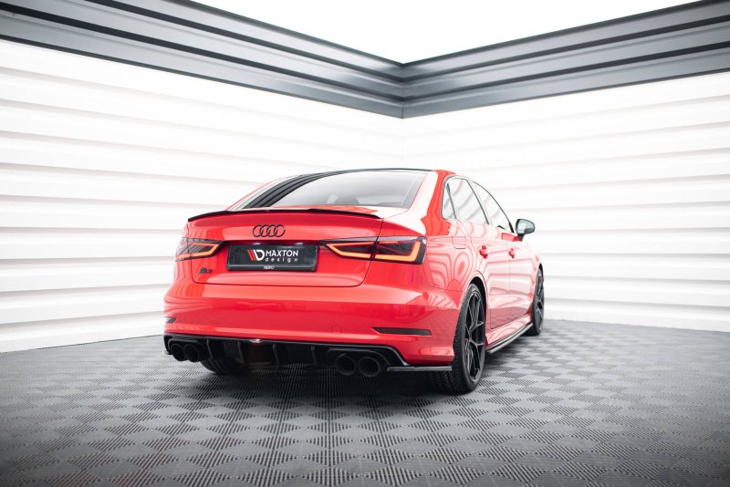 Maxton Spoiler CAP Abrisskante Audi A3 / A3 S-Line / S3 / RS3 Limousine 8V schwarz Hochglanz AU-A3-8V-S-CAP1-G