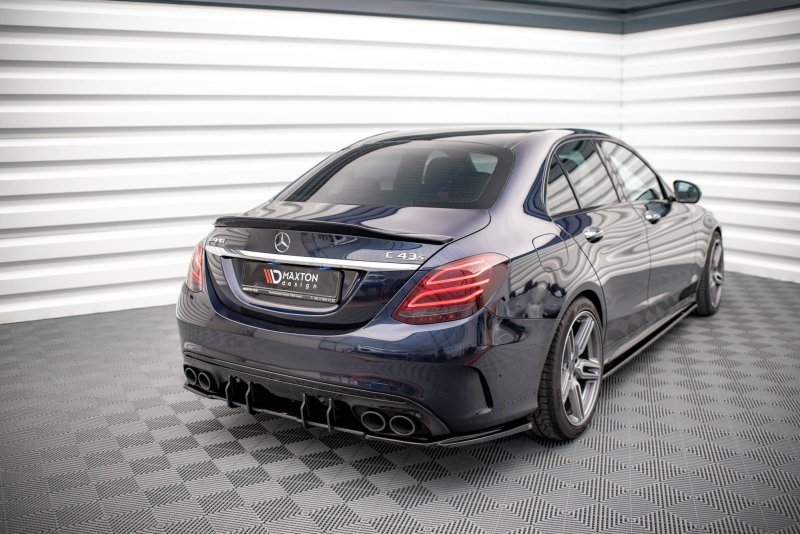 Maxton Heck Ansatz Flaps Diffusor für Mercedes-AMG C 43 Limousine W205 Facelift schwarz Hochglanz ME-C-205-AMG-RSD2-G