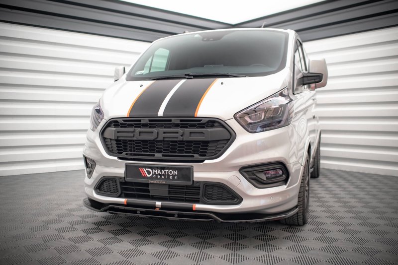 Maxton Front Ansatz für Ford Transit Custom ST-Line Mk1 Facelift schwarz Hochglanz FO-TRC-1F-STLINE-FD1G+FD1R-G